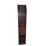 Tall Brown Laminate Shelving Unit With Drawers