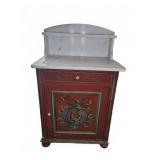 Painted Wood Cabinet With Marble Top And Shelf