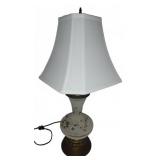 Hand Painted Floral Glass Table Lamp With Shade