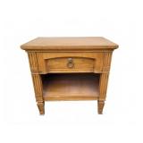 Wooden Nightstand With Drawer And Open Shelf
