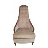 High Back Wood Framed Upholstered Lounge Chair