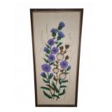 Framed Embroidered Thistle Textile Wall Art