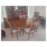 Wood Dining Table With 6 Upholstered Chairs