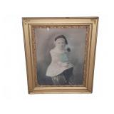Framed Hand-Tinted Child Portrait Photograph