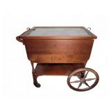 Wooden Rolling Bar Cart with Glass Top