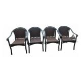4 Wicker and Metal Patio Armchairs
