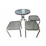 Outdoor Patio Table And 3 Glass Side Tables Set