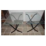 Glass Top Iron Base Side Tables