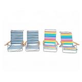 4 Striped Aluminum Patio Folding Chairs