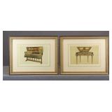 Pair Piano Forte Study Prints