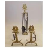 Sailing Ship Andirons and Firetools