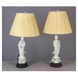 Pair of Asian Blanc De Chein Table Lamps