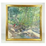 Painting: Woman Seated on Bank of Water