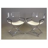 Pair MCM Lucite and Chrome Chairs
