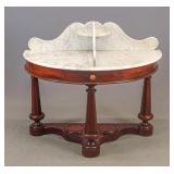 19th c. Marble Top Mahogany Base Table
