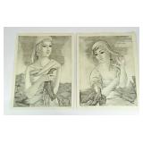 Woman with Dove Print Pair