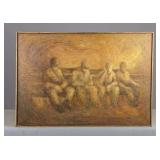 Painting: Four Men on a Bench