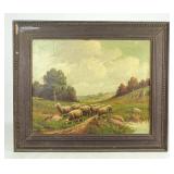 Painting: 19th c. Landscape with Sheep