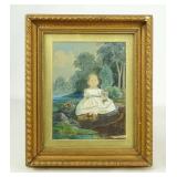 Painting: 19th c. Watercolor of a Child