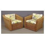 Pair Wicker Armchairs