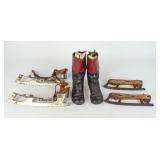 Pair Antique Child's Riding Boots and Skates