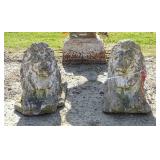 Pair Poured Stone Lions