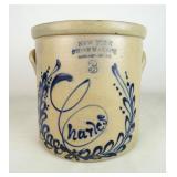19th c. Stoneware Decorated Crock