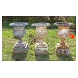 Three Cast Iron Urns