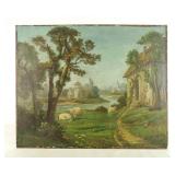 Painrting: 19th c. Landscape with Sheep