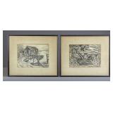 Two Original Charcoal Drawings