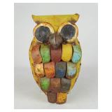 Folk Art Painted Metal Owl