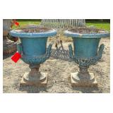 Pair Cast Iron Urns