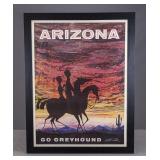 Poster: 'ARIZONA GO GREYHOUND'.