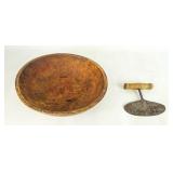 19th c. Wooden Bowl & Chopper