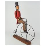 Folk Art Man on High Wheel Bicycle