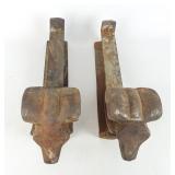 Pair Rams Head Andirons