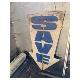 DOUBLE-SIDED SAVE SERVICE STATION ARROW SIGN