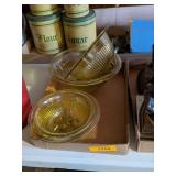 4 - YELLOW DEPRESSION GLASS MATCHING BOWL SET