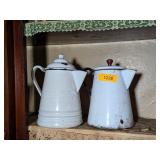 2 - ENAMELWARE COFFEE POTS