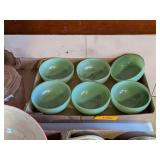 SET OF 6 GREEN GLASS BOWLS