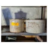 2 - SMALL STONEWARE CROCKS WITH CRACKS