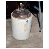 4 GALLON BROWN & WHITE STONEWARE JUG