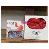BOX OF EARPLUGS AND SHOE COVERS