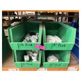 4 BINS OF PVC PLUGS