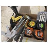 TAPE MEASURES, CAULK GUN, HAMMER & MORE