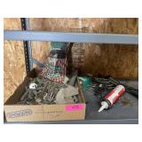COLLECTION OF LAG SCREWS, CAULK GUN & MORE