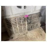 ANTIQUE ARMSTRONG FURNACE DOOR & CAST IRON DRAIN