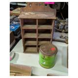 VINTAGE SAILTOBACCO TIN AND SPICE RACK