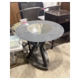 2 GLASS TOP TABLES - 22DIA X 24 & 18DIA X 20