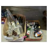VINTAGE GLASS BOTTLES, BEER CANS, MORE - 2 BOXES